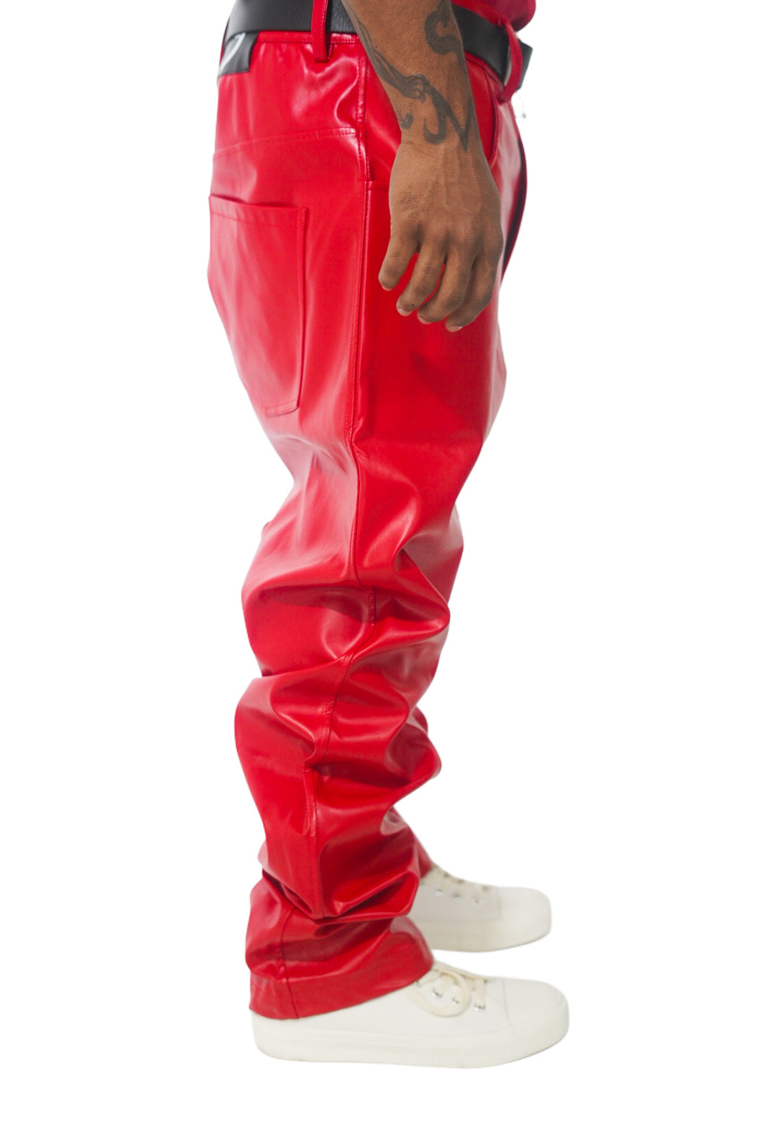 ROUGE FAUX LEATHER BOTTOMS