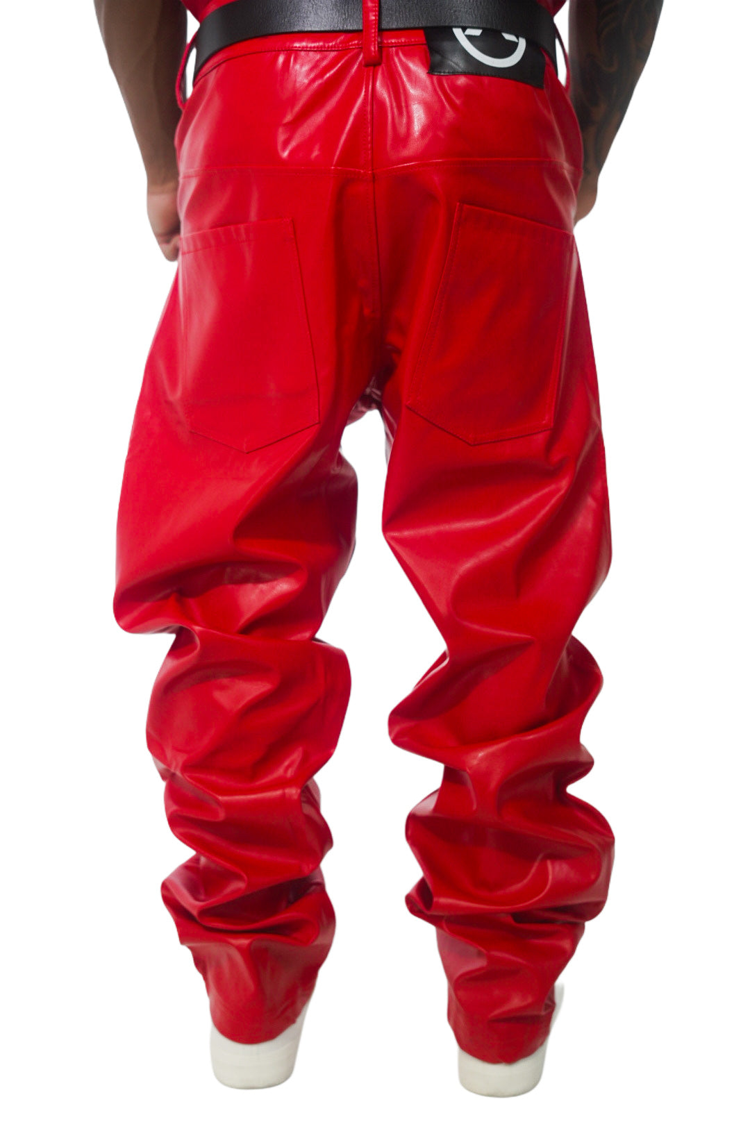 ROUGE FAUX LEATHER BOTTOMS