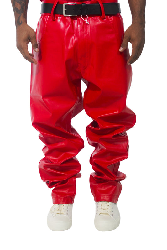 ROUGE FAUX LEATHER BOTTOMS