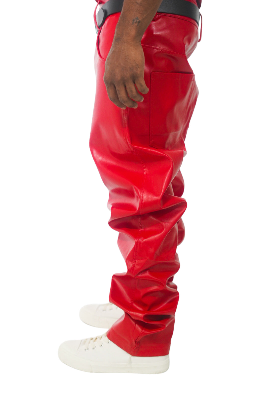 ROUGE FAUX LEATHER BOTTOMS